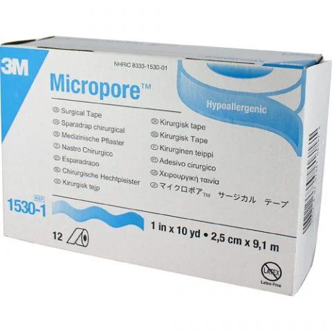 3M Micropore Paper Tape - White, 1/2 Wide - 1 Roll