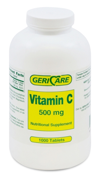 GeriCare Vitamin C Tablets, 500 mg, Bottle of 1000