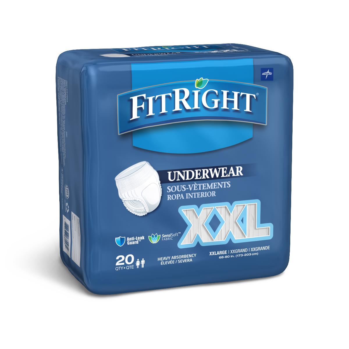 FitRight 2XL Size Protective Underwear,2X-Large Bag of 20