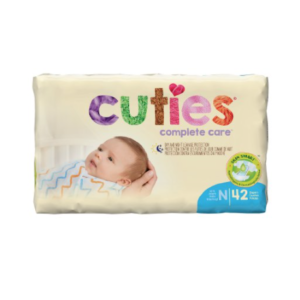 Cuties Newborn Baby Diapers, Heavy Absorbency, Case of 168