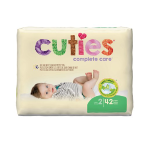 Cuties Baby Diapers, Size 2, Heavy Absorbency, Case of 168