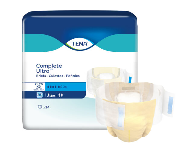 TENA Complete Ultra Incontinence Brief, Moderate Absorbency, X-Large, 67342, Case of 72