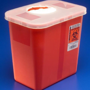 SharpSafety Sharps Container, 2 Gal., Clear Lid / Red Base, Case of 20